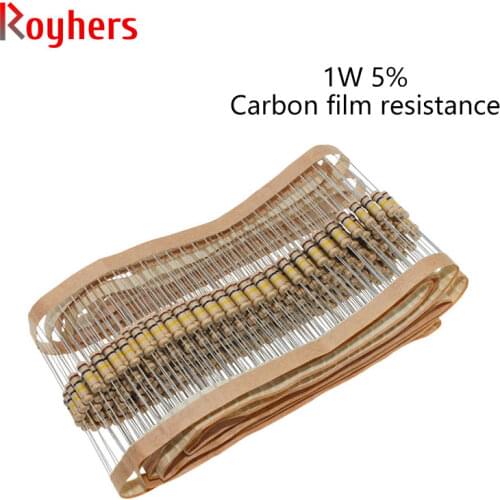 20Pcs 1W Carbon Film Resistor Set 0R-22M 5% Tolerance 68R 91R 110R 120R 150R 180R 430R 620R 1K 1.5K 2 Ohm Electronics Resistance