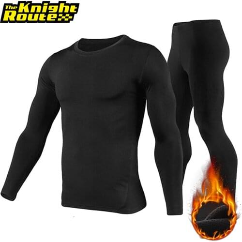 Motorcycle Jacket Winter Moto Jacket +Pants Fleece Lined Thermal Underwear Set Skiing Suit Winter Warm Clothing For Men Black