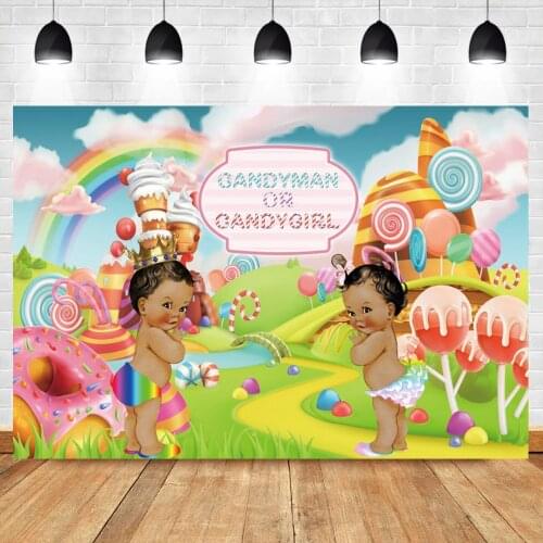 Laeacco Sweet Candyman Candygirl Ice Cream Castle Baby Shower Birthday Party Photo Backdrop Photography Background Photo Studio