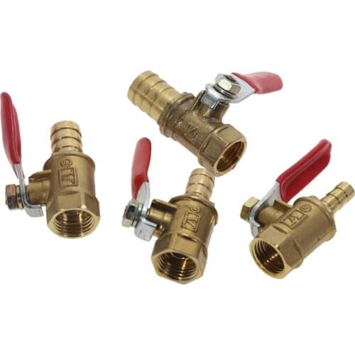 Brass Barbed Ball Valve 4-12 Hose Barb 1/8'' 1/2'' 1/4'' 3/8" Female Thread Connector Joint Copper Pipe Fitting Coupler Adapter