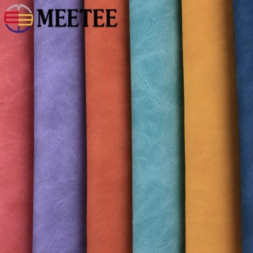 Meetee 100X137cm 0.7mm Thick Leather Fabric PVC Synthetic Leather for Notebook Bags Leather DIY HomeTextile Decorative Fabric