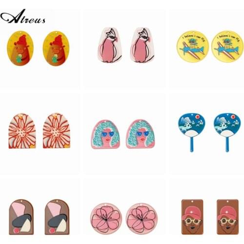Cute Cartoon Pattern Earrings Pendant Charms DIY Jewelry Findings Kawaii Necklace Bracelet Dangle Drop Earring Small Accessories
