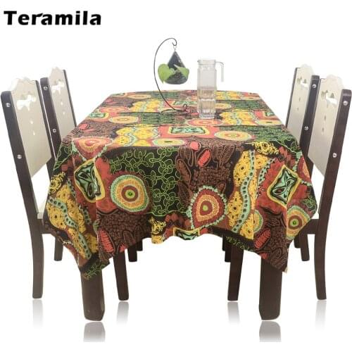 Teramila Soft African Tablecloth Rectangular Round Square Dining Tea Table Cloth Cotton Linen Cover Decoration Wedding Tapete