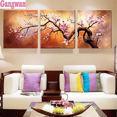 Plum blossom 3pcs set Full Square round drill 5D DIY Diamond embroidery tree flower landscape Diamond Painting Cross Stitch