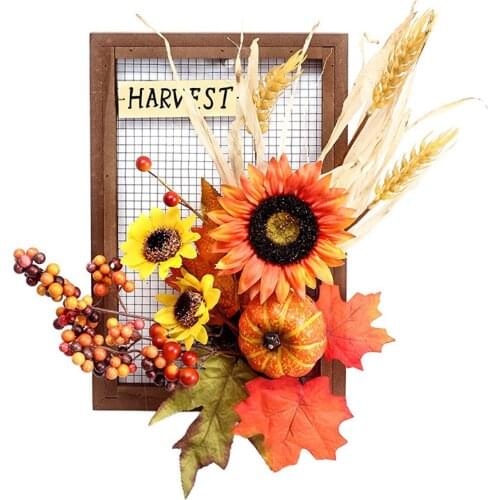 2021 New Halloween Home Decorations Harvest Festival Simulation Sunflower Pumpkin Photo Frame Wall and Door Pendant Ornaments