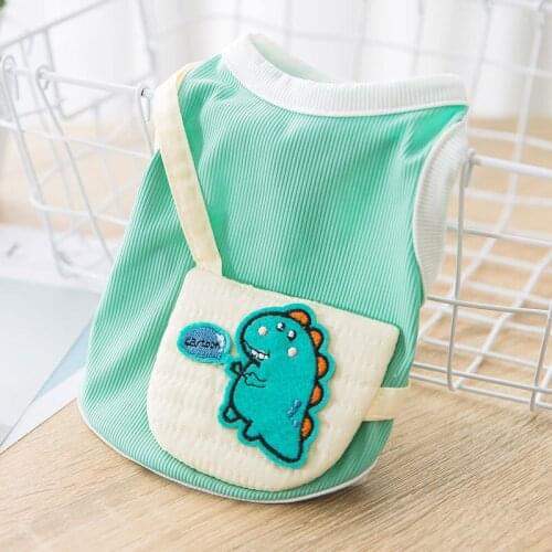 Summer new clothes cute funny cartoon shoulder bag pet vest Teddy Bichon cute puppy dog clothes thin pet clothes