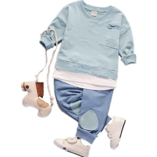 19 spring new baby long sleeve cotton childrens clothing cartoon comfortable childrens set childrens two-piece suit