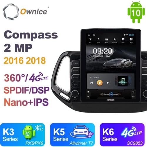 Ownice Android 10.0 for Jeep Compass 2 MP 2016 - 2018 Car Radio Auto Multimedia Video Audio GPS Player head Unit 360 Panorama