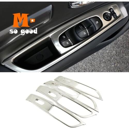 Stainless Car Door window glass lift switch control panel Cover Trim Car deco product Accessories For Renault Koleos 2017 2018