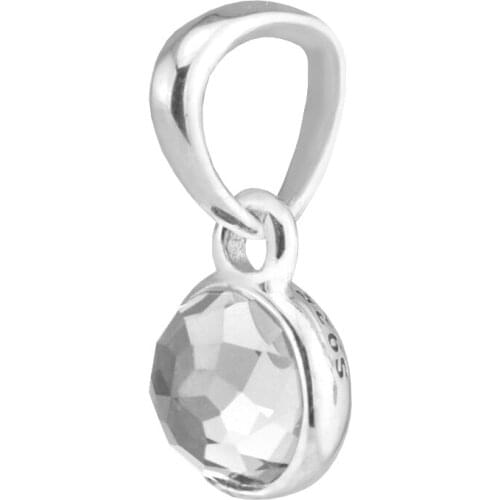 Fits for Pandora Bracelets April Droplet Charms with Rock Crystal 925 Sterling Silver Beads Jewelry Free Shipping