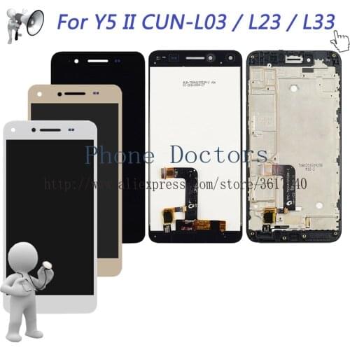 5.0'' Full LCD DIsplay + Touch Screen Digitizer Assembly + Frame Cover For Huawei Y5 II Y5 2 LTE CUN-L03 CUN-L23 CUN-L33 ; New