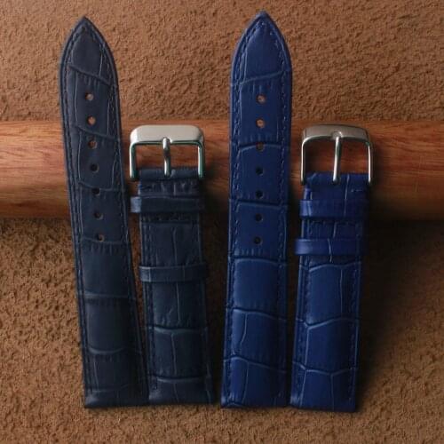 Fashion Genuine leather mens Watchband Crocodile Grain strap bracelet Wrist watch bands 14mm 16mm 18mm 20mm 22mm dark blue New
