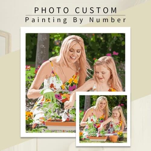 RUOPOTY Frame Personalised Painting By Numbers Photo Custom Landscape Animals Family Coloring By Numbers Diy Gift