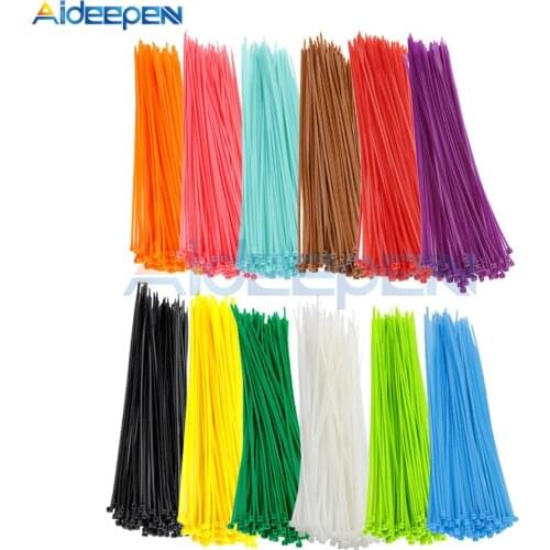 100pcs 150mm Self-Locking Plastic Nylon Wire Cable Zip Ties Black Red Blue Cable Ties Fasten Loop Cable 12 Color 2.5x150mm