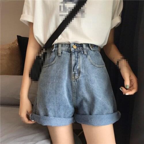 B4109 2020 new summer women fashion High-waisted plus-size slim loose students wide leg hot denim shorts cheap wholesale
