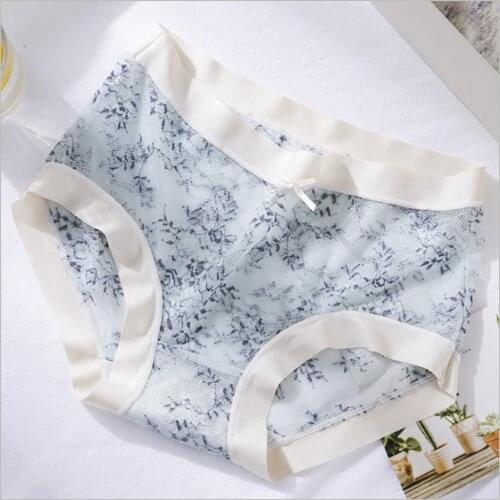 3/5PCS Sexy Seamless Perspective Mesh Antibacterial Cotton Crotch Panties Underwear Breathable Briefs Lingerie Women