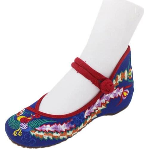 Spring Women Shoes Embroidered Mary Jane Casual Flats Shoes Chinese Style Cloth Shoes Woman Large Size 41 42 43 XKD8058