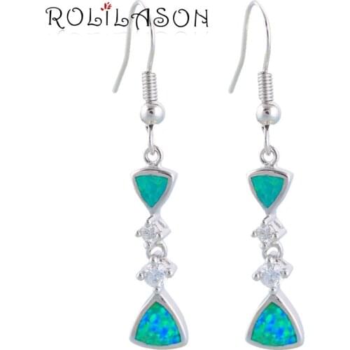 Dinner Super supplier Wholesale & Retail Blue Fire Opal Silver Stamped Drop Earrings Fashion Jewelry OE140
