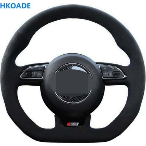 Black Suede Hand-sewing Car Steering Wheel Cover For Audi S3 8V Sportback S1 8X S4 B8 Avant S5 8T S6 C7 S7 G8 RS Q3 8U SQ5 8R