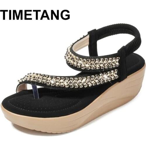 TIMETANG 2020 new fashion women platform sandals metal platform decoration pumps summer casual shoes woman