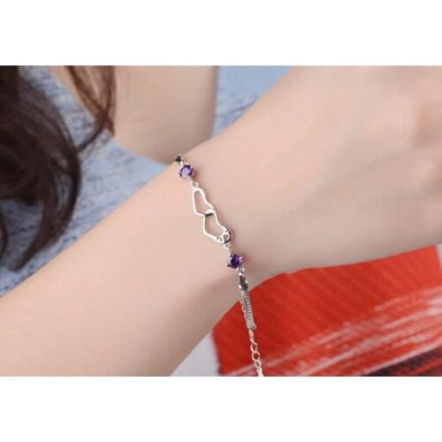 LUKENI Charm Heart Crystal Women Bracelets Jewelry Trendy 925 Silver Girl Anklets Accessories Fashion Lady Chritmas Bijou Gift