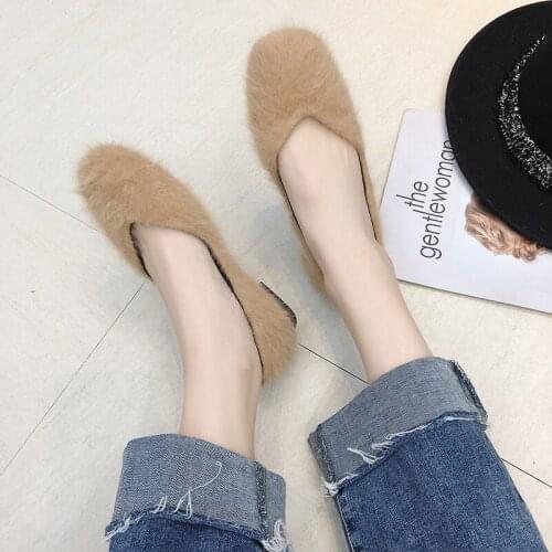 Women flat shoe Fashion shallow mouth plush surface comfortable soft bottom lightweight high quality platform women shoes U19-52