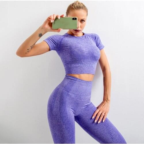 2Pcs Seamless Yoga Set Women Gym Workout Clothes Sports Bra + high waist trousers Sports Suits comfortable and breathable