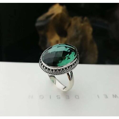 Green Crystal Ring For Women Handmade Pure 925 Silver Natural Gemstone Vintage Irregular High Quality Silver Ring Fine Jewelry