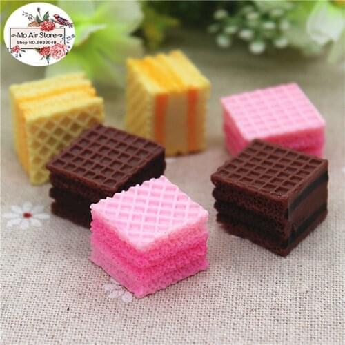 10PCS Puffing biscuits Dessert Resin Flat back Cabochon Miniature food Art Supply Decoration Charm