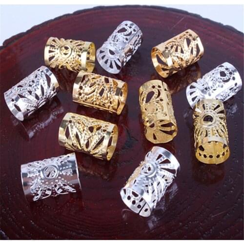 100Pcs/set Aluminum Hollow Hair Jewelry Braid Rings Decoration Pendants Adjustable Dreadlocks Beads Cuffs Rings Hair Accessories