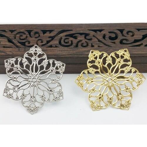 20pcs 55mm Filigree fl Wraps Metal Charms For Embellishment Scrapbook DIY Jewelry Metal Craft Headwear accessories