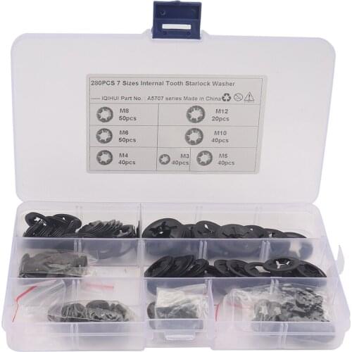 280/320/480/600pcs Car Internal Star Lock Washers Assortment Kit 7 Sizes M3 M4 M5 M6 M8 M10 M12 Push on Locking Washers