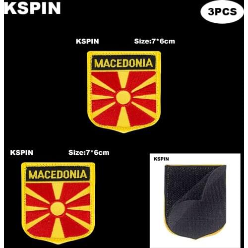 National Flag Patch Hook Loop Macedonia Badges Armband 3D Stick on Jacket Backpack Stickers