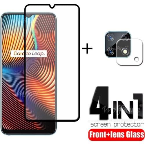 4-in-1 For OPPO Realme 7i Glass For Realme 7i Tempered Glass Full Cover Glue Screen Protector For OPPO Realme 6i Lens Glass 6.5"