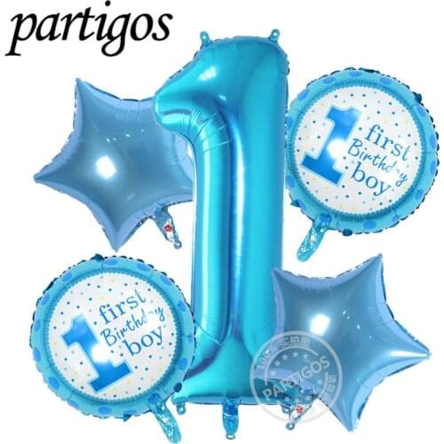 5pcs large blue pink number 1 aluminum foil balloons baby 1st birthday wedding birthday party baby shower decor air inflatable