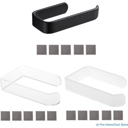 Acrylic Toilet Roll Holder Self Adhesive In Bathroom Tissue Paper Holder Kitchen Paper Roll Holder Black/Clear/White M17E
