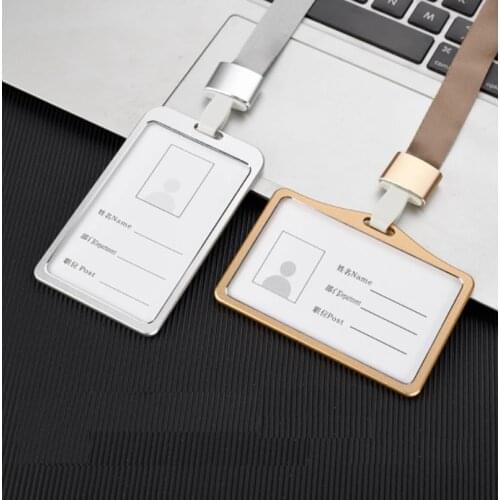 Business Work Id Card Holder Badge Holder Aluminum Lanyard Holder Hot Vertical Metal ID Business Case Work Name Card Holders