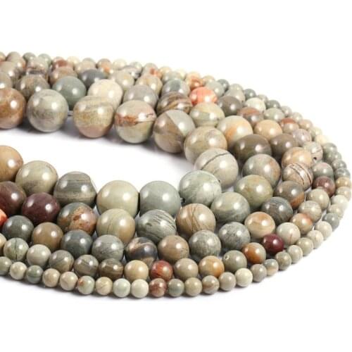 Natural Semi Precious Stone Beads Silverstone Circular DIY For Making Necklaces Bracelets And Earrings 4/6/8/10/12mm
