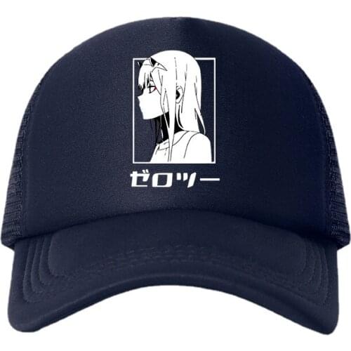 Darling In The Franxx Anime Unisex Cap Mesh Baseball Cap Adjustable Snapback Hats for Women Men Hip Hop Trucker Cap Dad Hat