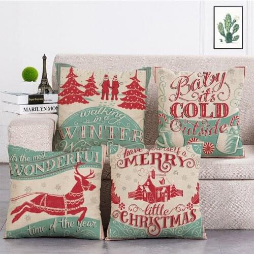 45*45cm the most wonderful time of the year print Cushion Cover Linen Throw Pillow Car Home Decoration Decorative PillowcaseT400
