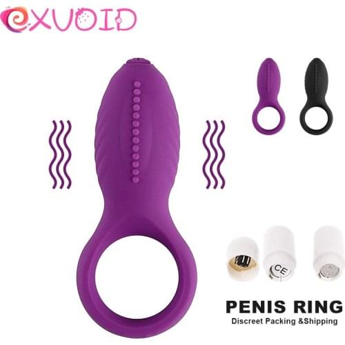 EXVOID Silicone Penis Ring Vibrator Built-in Battery Intimate Goods Sex Toys for Men Erection Vibrating Cock Rings Adult Product