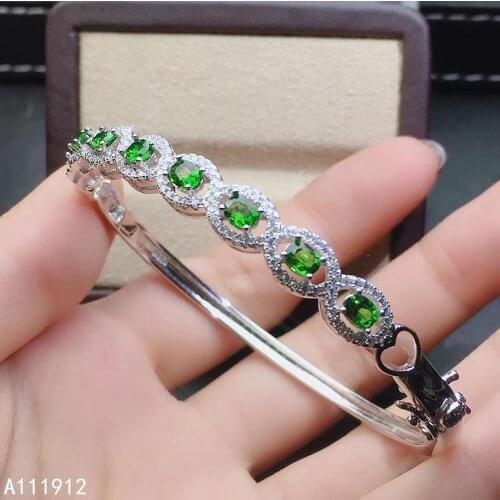 KJJEAXCMY fine jewelry natural diopside 925 sterling silver new women hand bracelet wristband support test popular