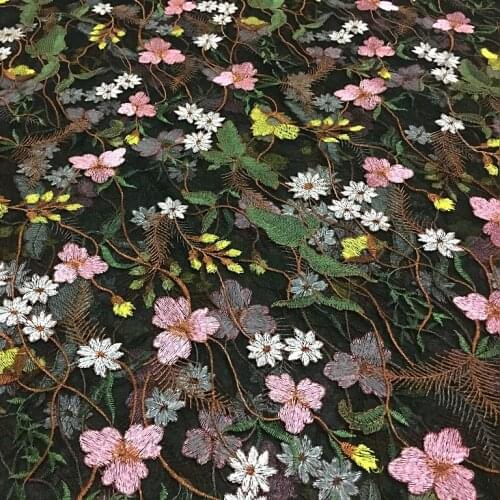 Aquatic-plants mesh embroidery lace fabric Wedding Dress Tulle Skirt Material fabrics for patchwork kumas telas por metros