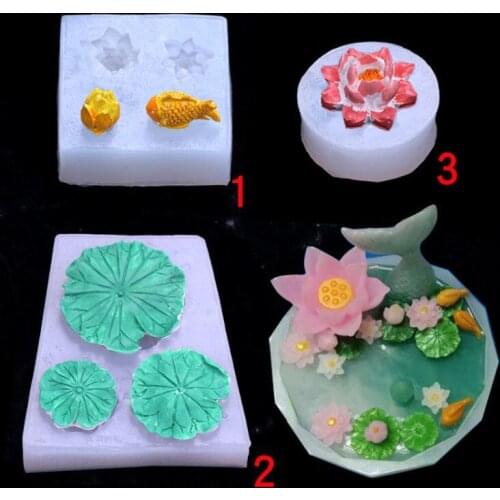 Lotus fish lotus leaf silicone mold hand turning sugar baking decorative DIY drop table material
