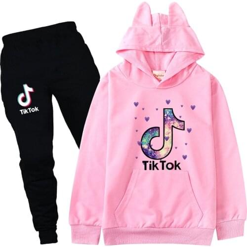 TIK TOK Fashion Hoodie Kids Casual Sweatshirt Sweatpants 2pcs Set Boys Hoodies Baby Girl Outfit Childrens Clothing