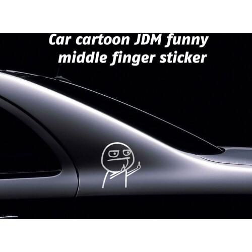 Funny Cartoon Middle Finger Car Sticker Motorcycle Decal for Nissan Qashqai J11 J10 X trail T32 T31 Hyundai I30 Tucson Solaris