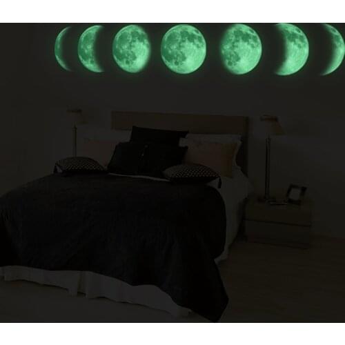 Night Light Wall Sticker Creative Moon Galaxy Living Room Decoration Fluorescence Posters Moon Phase Chart Bedroom Home Decor