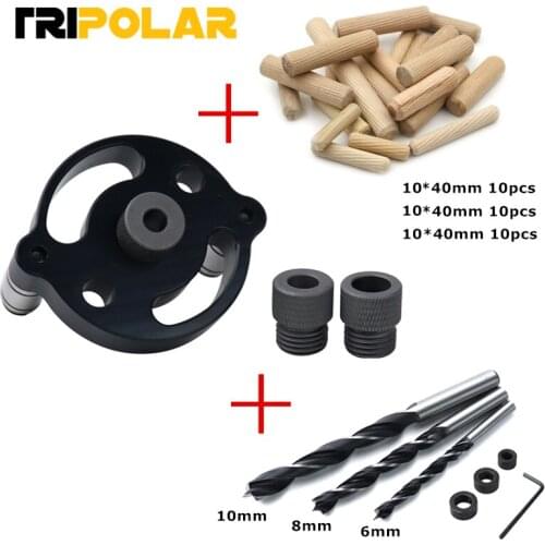 6/8/10mm Vertical Pocket Hole Jig Self Centering Dowelling Jig Hole Puncher Locator Drill Guide for Woodworking Carpentry Tools