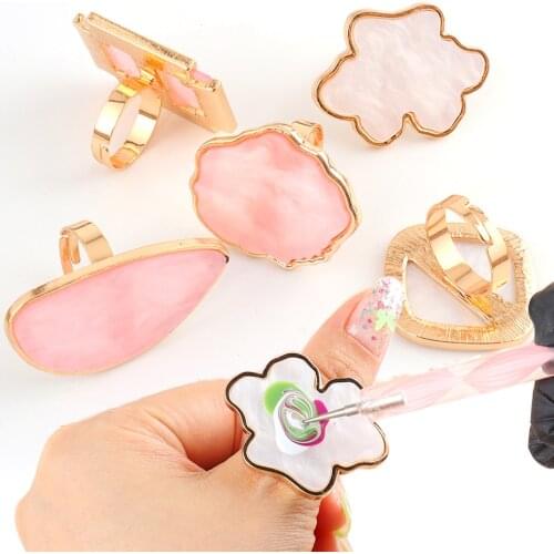 New Finger Ring Nail Color Palette Resin Stone Mixing Drawing Paint Display Plate Pad DIY Nail Art Practice Showing Board GL1925