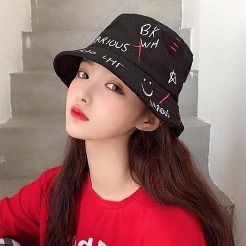 MenS Summer Fisherman Hat Women Unisex Fashion Harajuku Bucket Hat Outdoor Hip Hop Cap Art Graffiti Printed 2021 New